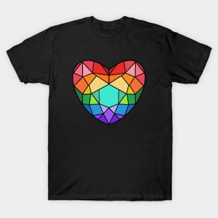 LGBTQ Pride Flag Gemstone Heart Design T-Shirt